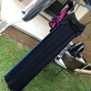 Metallic Black-Blue Evening Gown